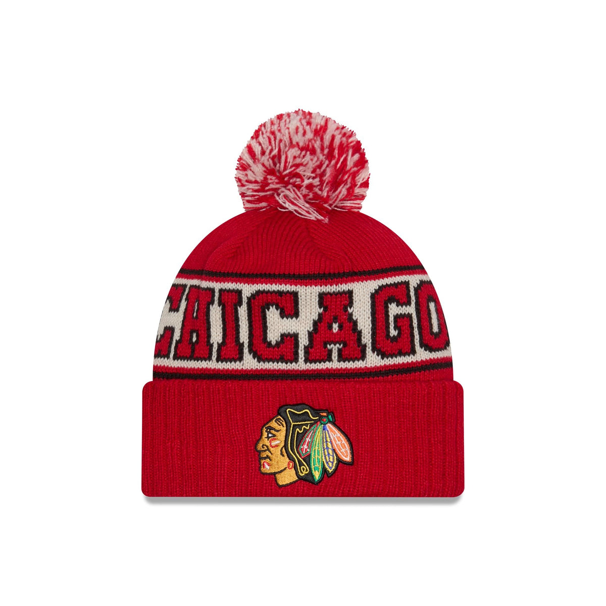Tuque rétro en tricot à pompon des Blackhawks de Chicago